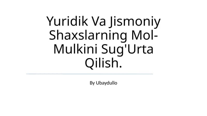 Mulkni Sug'Urta Qilish