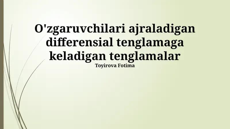 Birinchi tartibli differensial tenglamalar