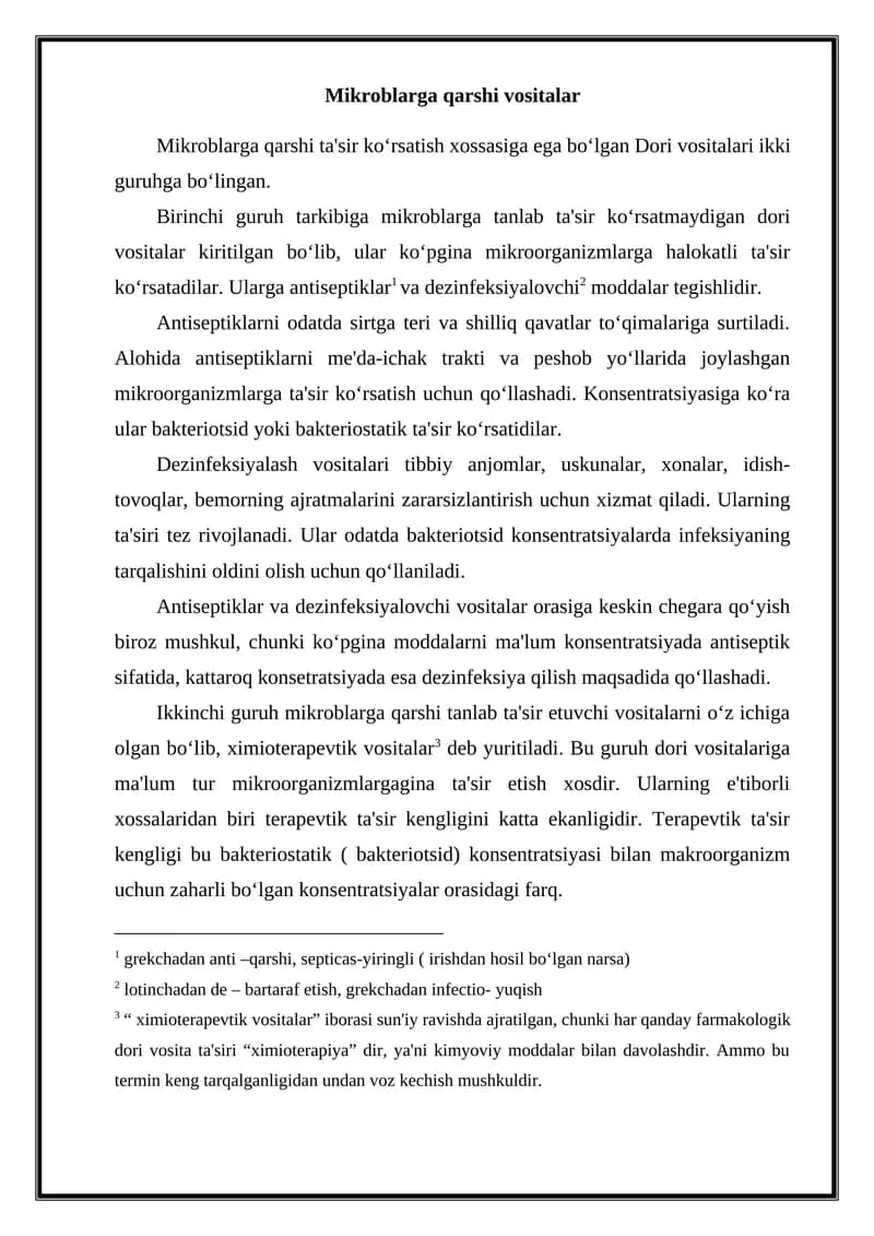 Mikroblarga qarshi vositalar