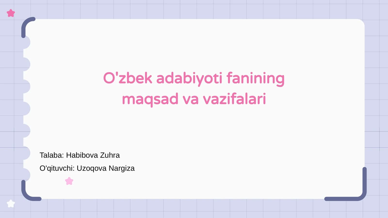O'zbek adabiyoti fanining maqsad va vazifalari