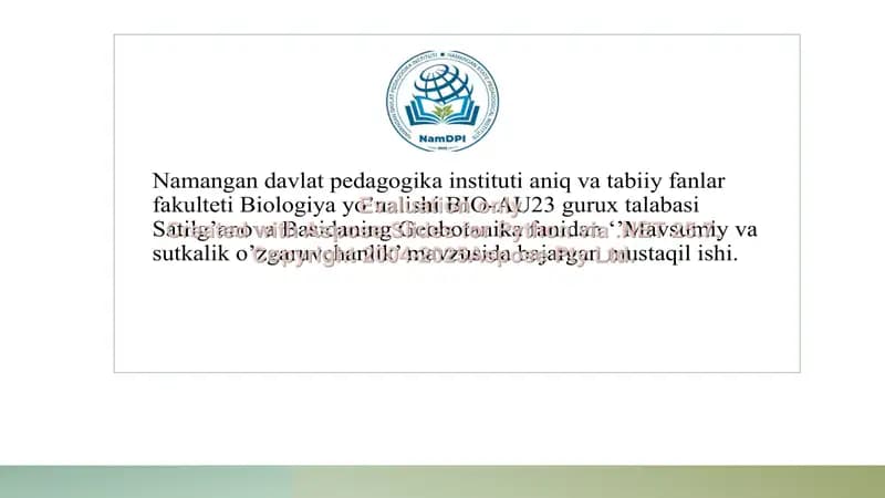 Mavsumiy va sutkalik oʻzgaruvchanlik