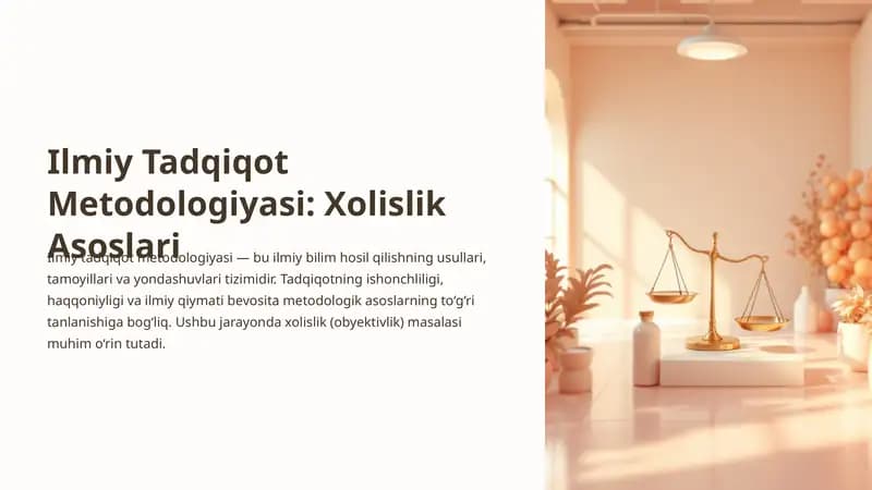 Ilmiy tadqiqot metodologiyasiga xolisliklar.
