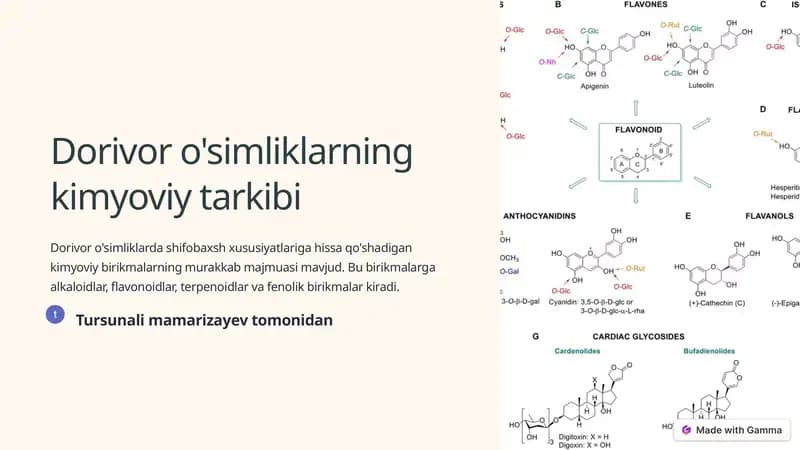 Dorivor o'simliklarning kimyoviy tarkibi