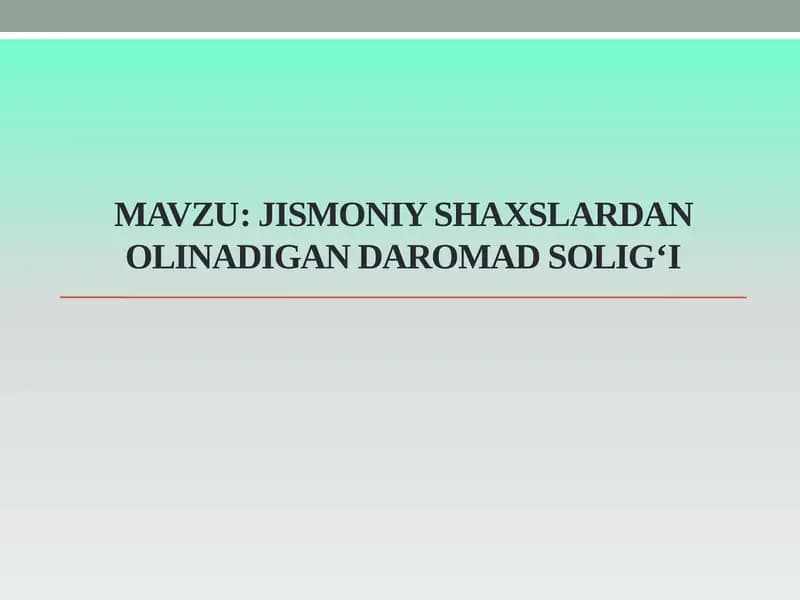 Jismoniy shaxslardan olinadigan daromad soligi