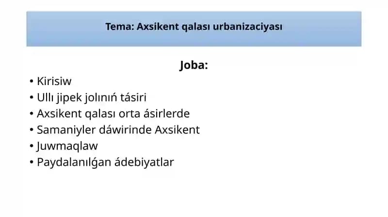 Axsikent qalası urbanizaciyası