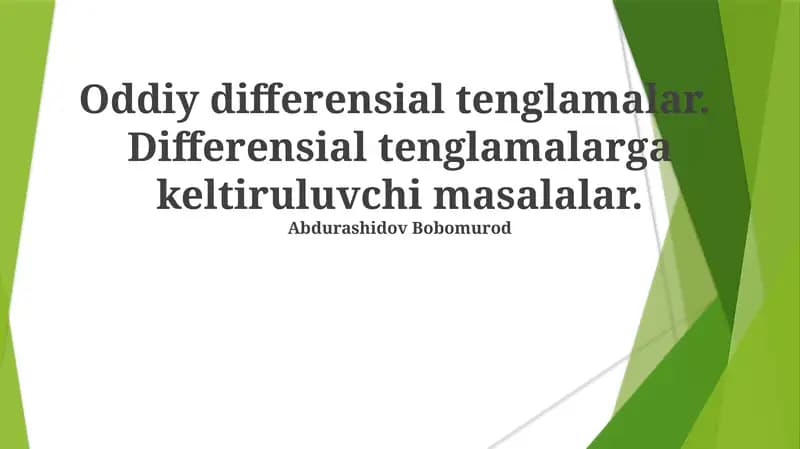 Oddiy differensial tenglamalar
