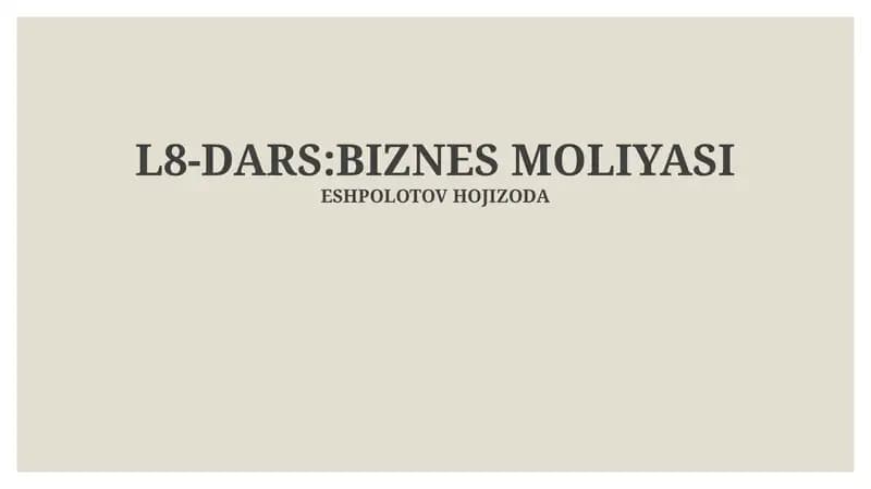 BIZNES MOLIYASI