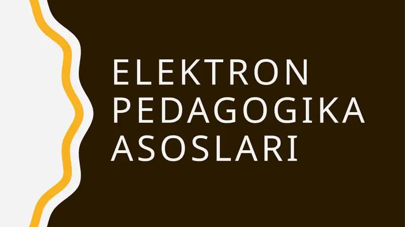 Elektron pedagogika asoslari