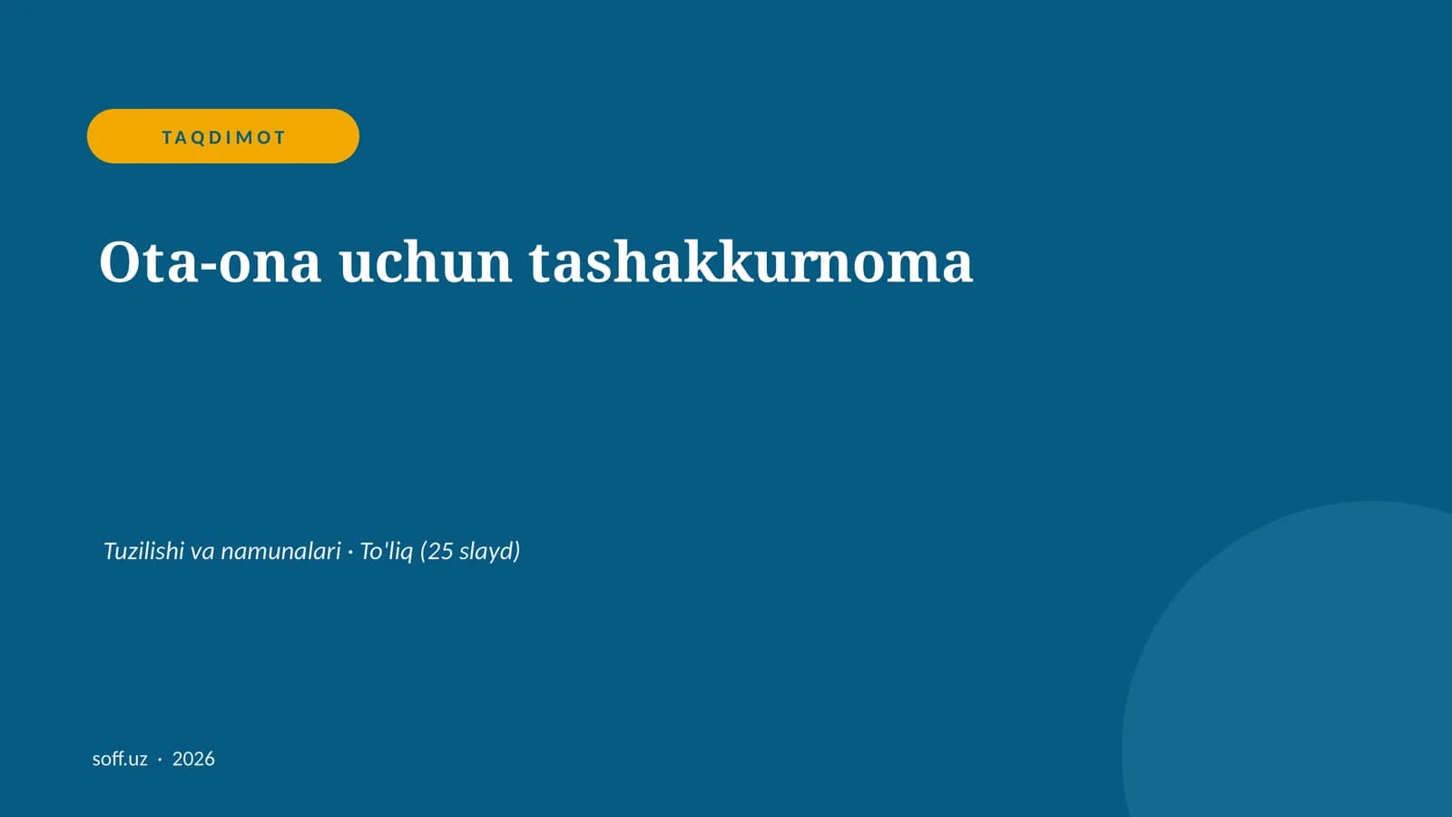 Ota-ona uchun tashakkurnoma