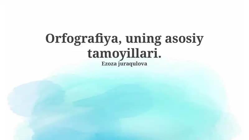 Orfografiya, uning asosiy tamoyillari