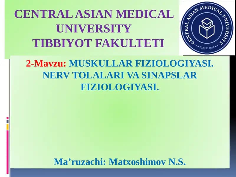 CENTRAL ASIAN MEDICAL UNIVERSITY
