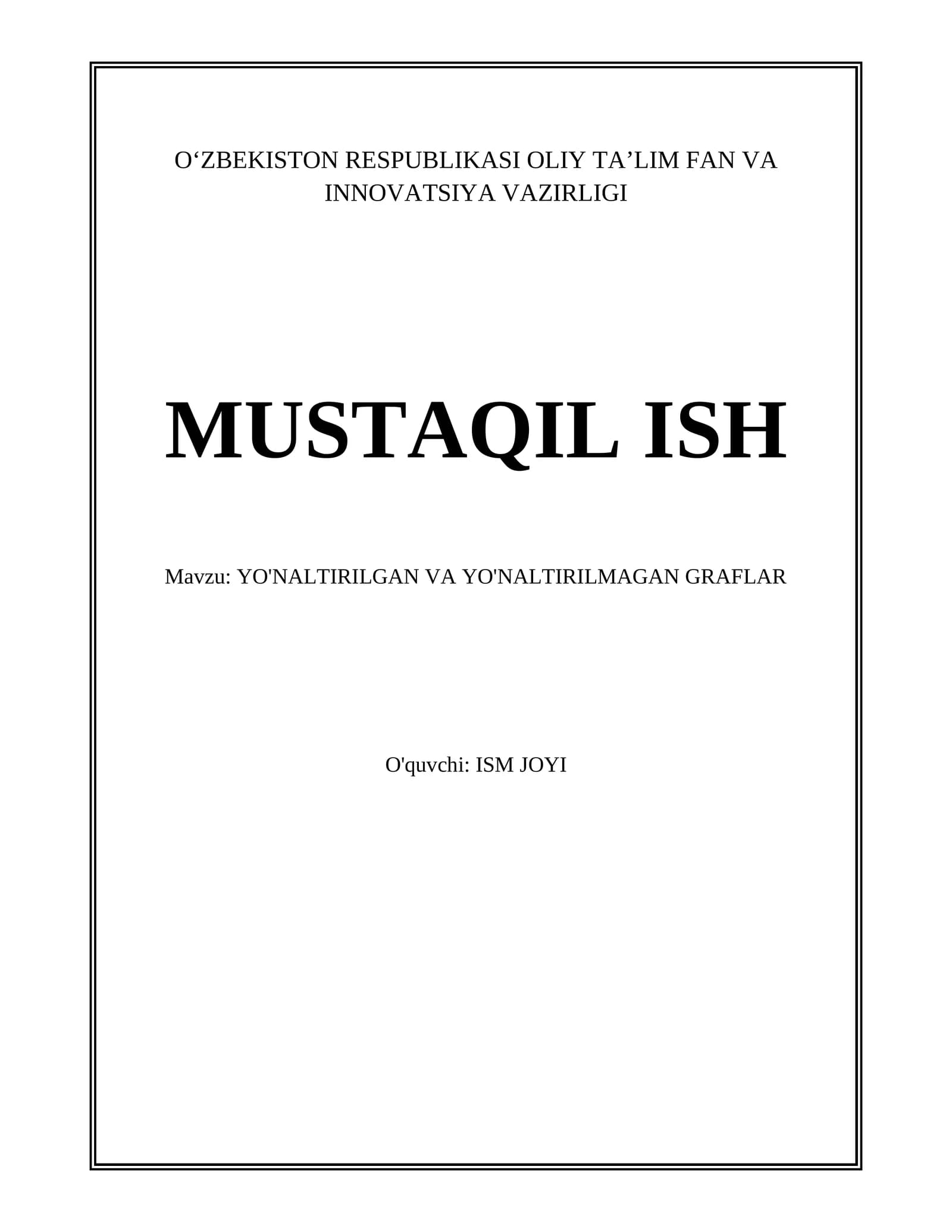 Yo'naltirilgan Graflar Asoslari