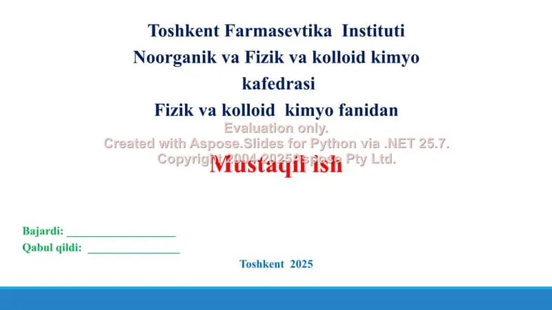 4.1. Cheksiz aralashadigan suyuqliklar. Taqdimot, 12 bet