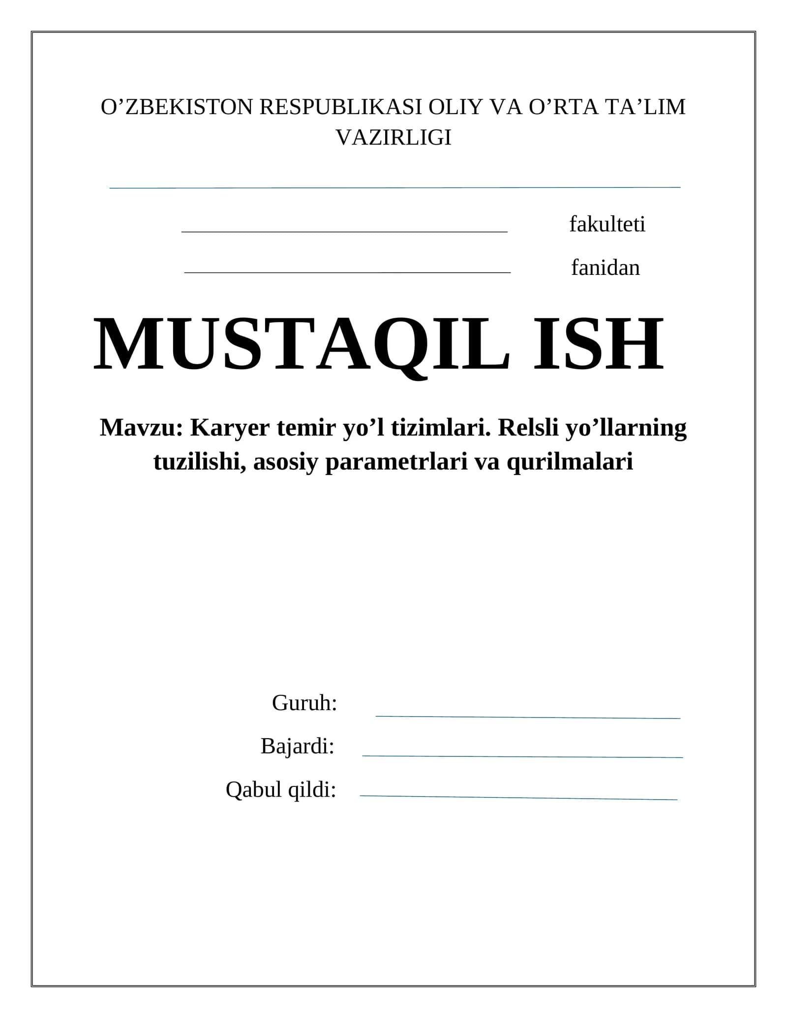 Karyer temir yo’l tizimlari
