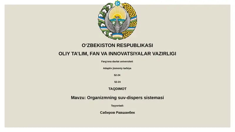 Organizmning suv-dispers sistemasi