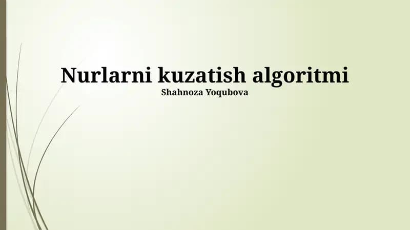 Yorug'likni Kuzatish Algoritmi