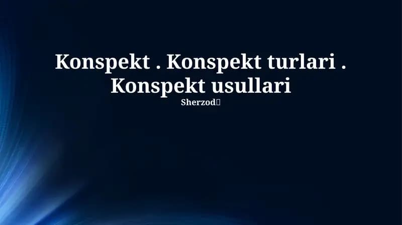 Sinopsis ta'rifi va maqsadi