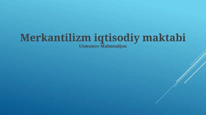 Merkantilizm iqtisodiy maktabi