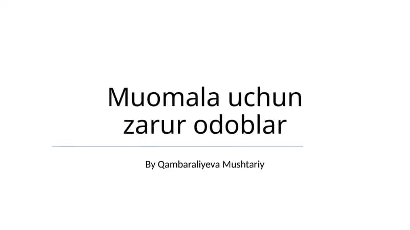 Muomala uchun zarur odoblar