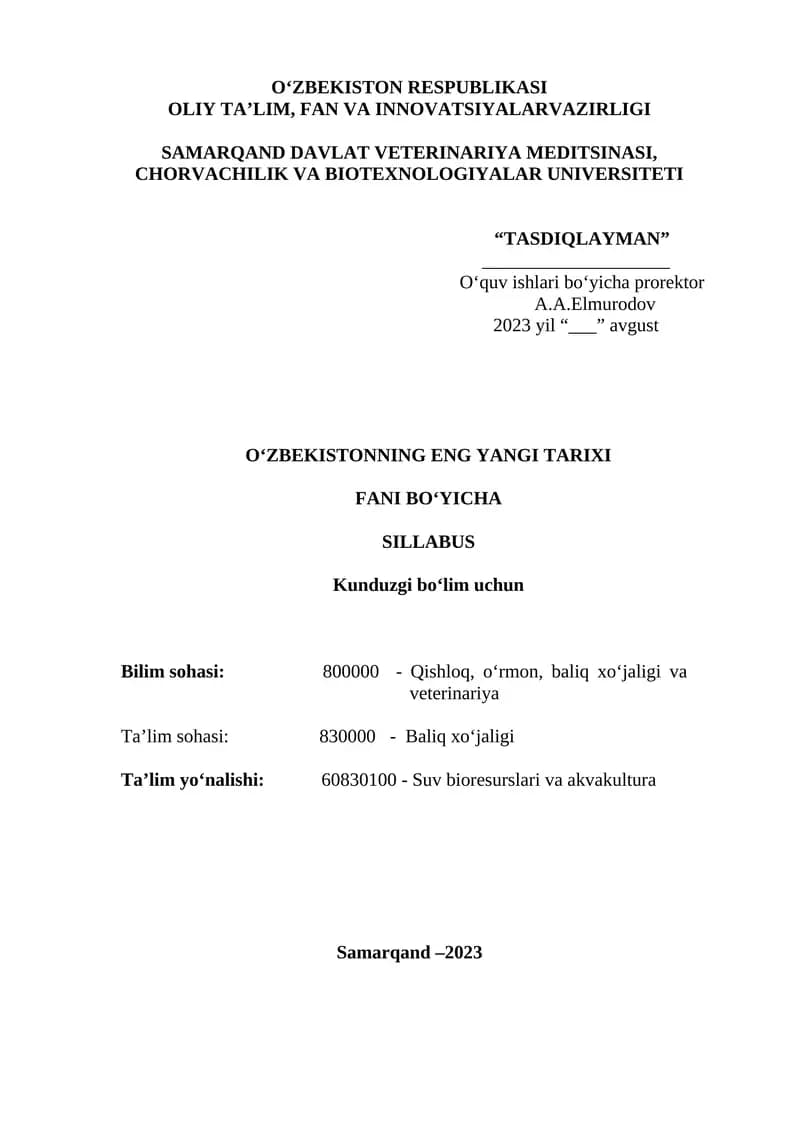 O‘zbekistonning eng yangi tarixi