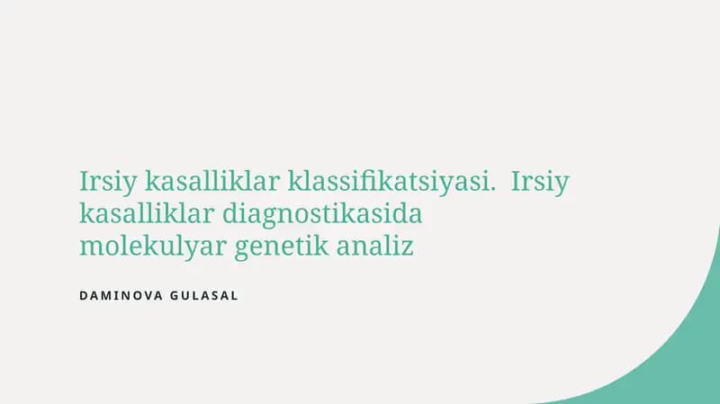 Irsiy kasalliklar klassifikatsiyasi
