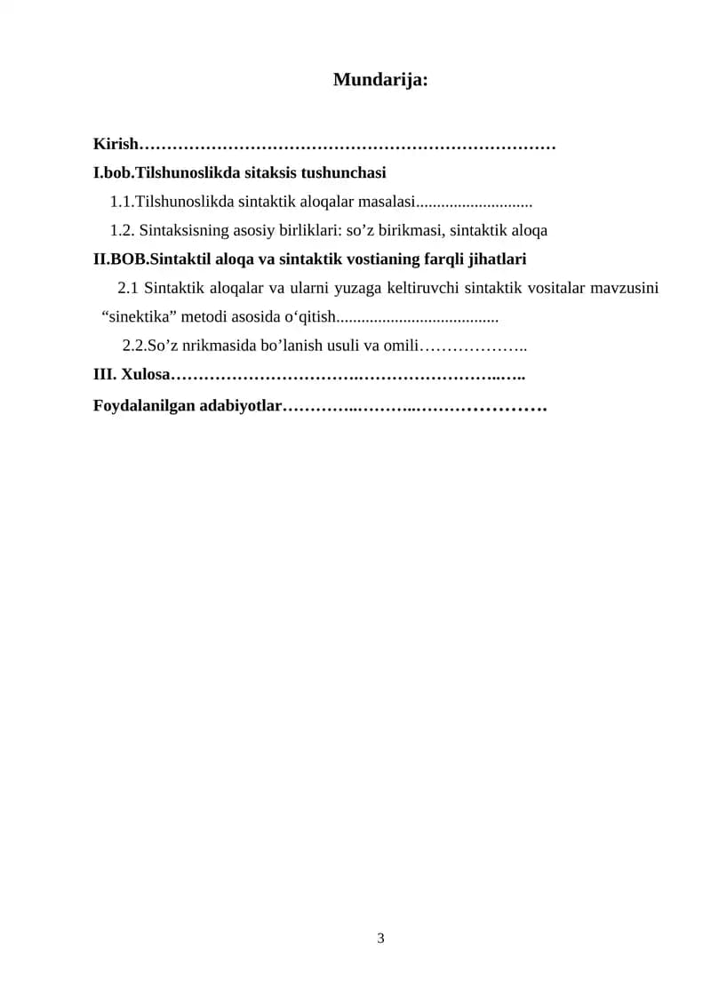Tilshunoslikda Sintaktik Aloqalar