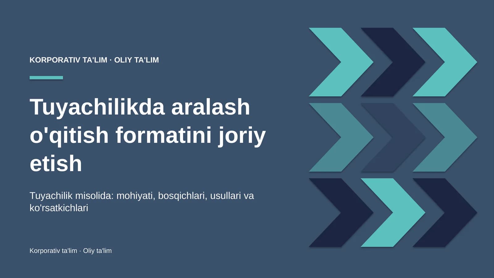 Tuyachilikda aralash o'qitish formatini joriy etish