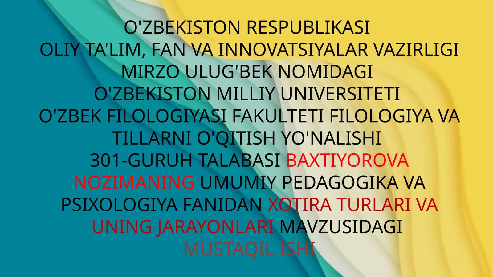 Xotira turlari va uning jarayonlari