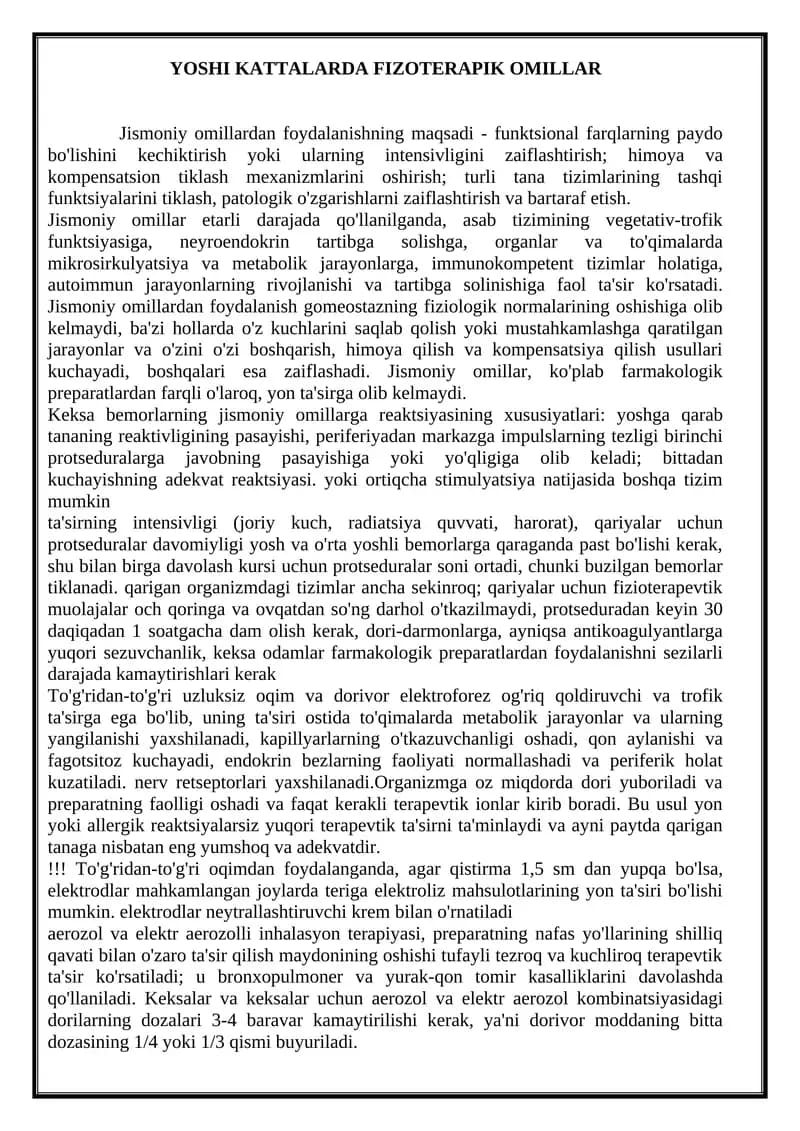 YOSHI KATTALARDA FIZOTERAPIK OMILLAR