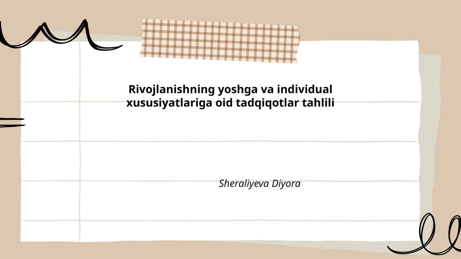 Yoshga mos rivojlanish xususiyatlari