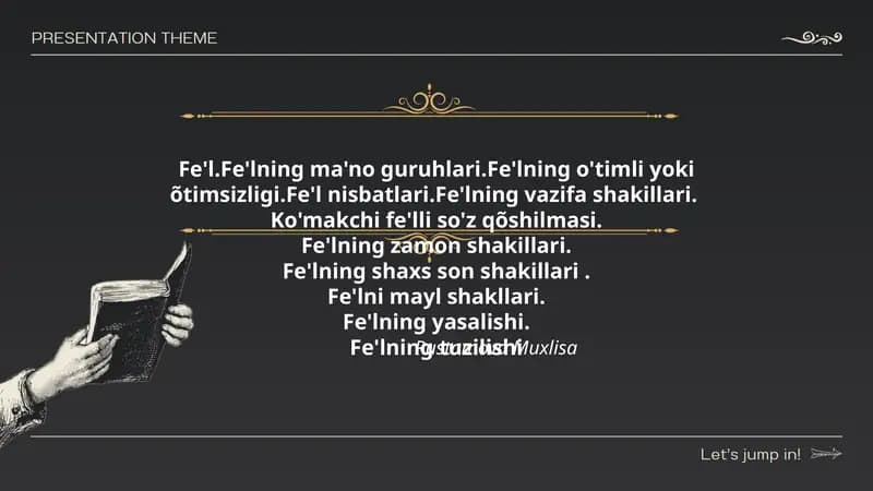 Fe'lning ma'nolari va qoidalari