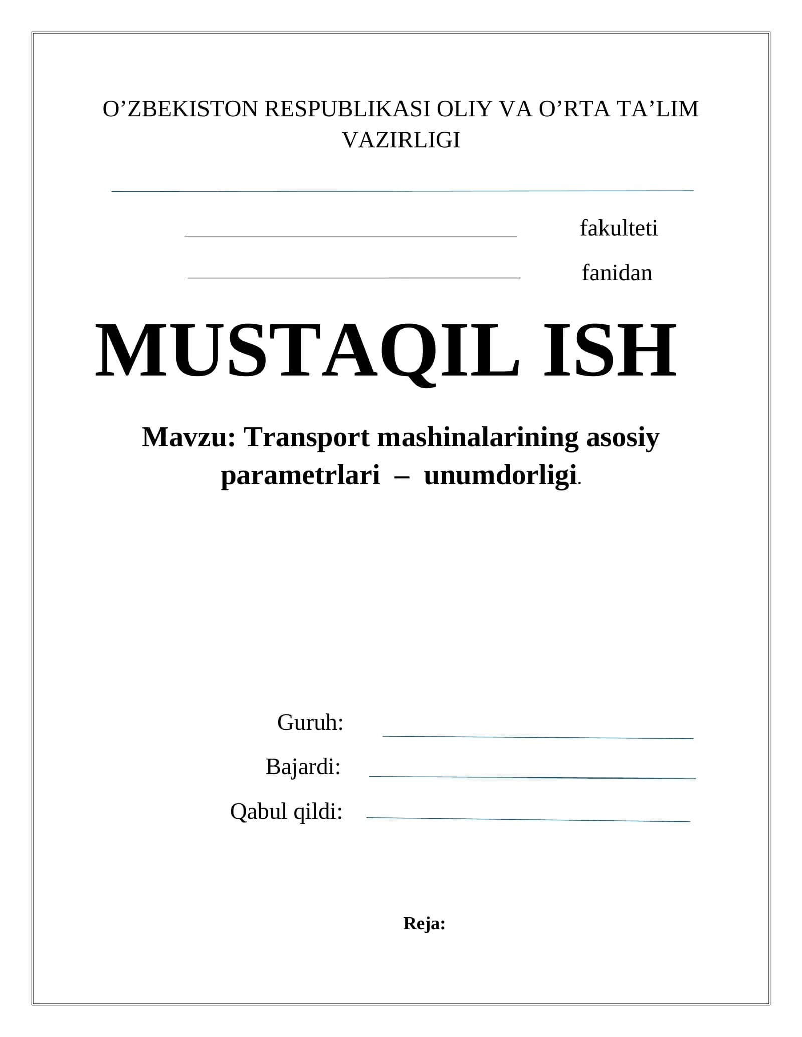 Transport mashinalari unumdorligi