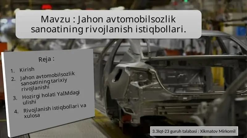 Jahon avtomobil sozlik sanoati