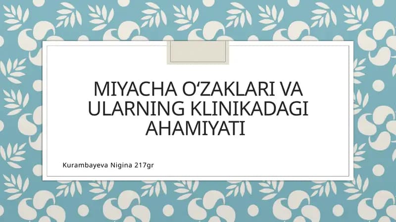 Miyacha oʻzaklari. Miyacha oʻzaklarining klinik ahamiyati