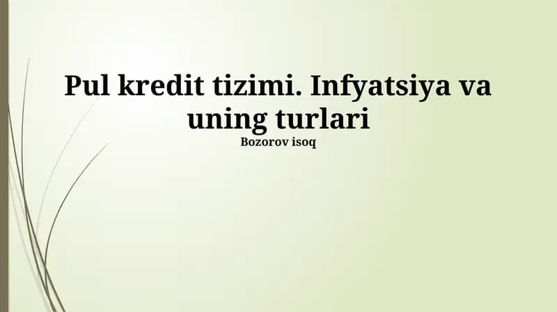 Kredit Tizimi va Inflyatsiya