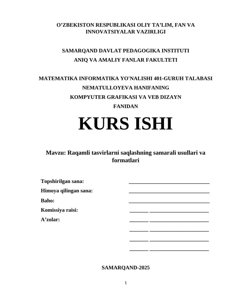 Raqamli tasvirlarni saqlashning samarali usullari va formatlari