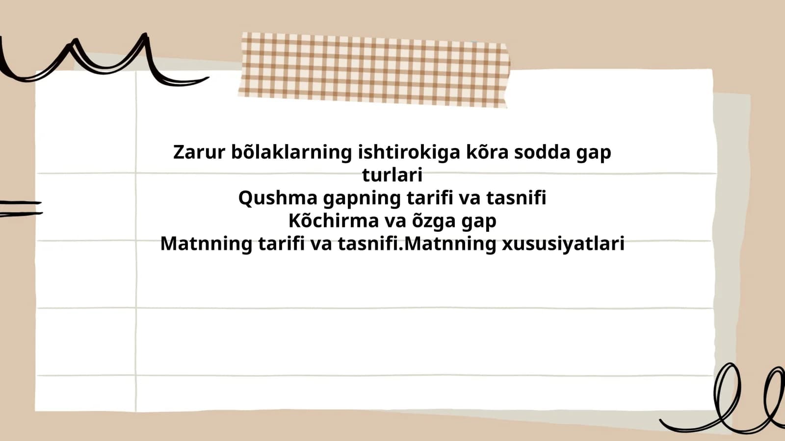 Zarur boʻlaklar bilan sodda gaplar