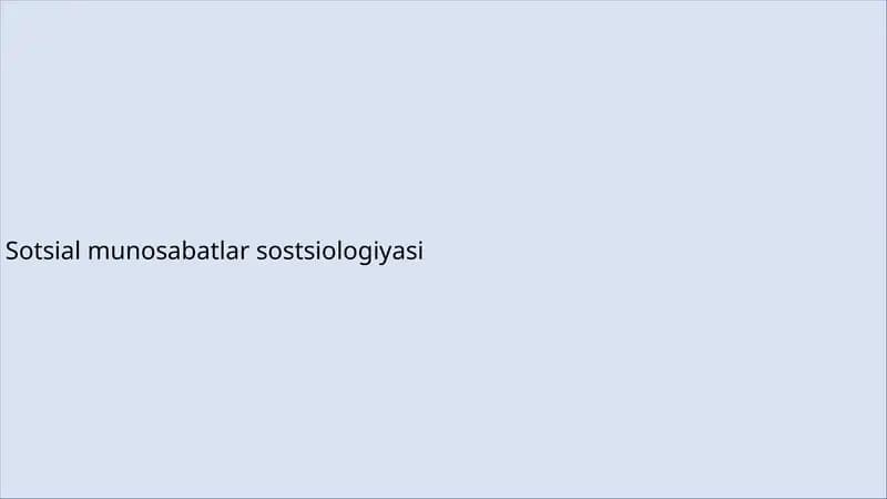 Sotsial munosabatlar sostsiologiyasi