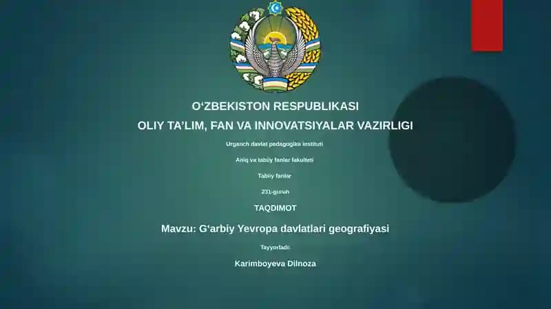Gʻarbiy Yevropa davlatlari geografiyasi