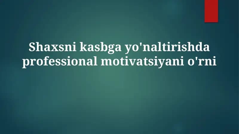 Kasbiy motivatsiya