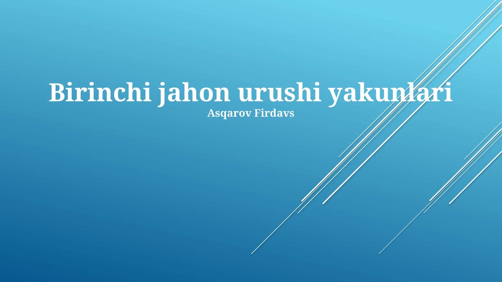 Birinchi jahon urushi yakunlari