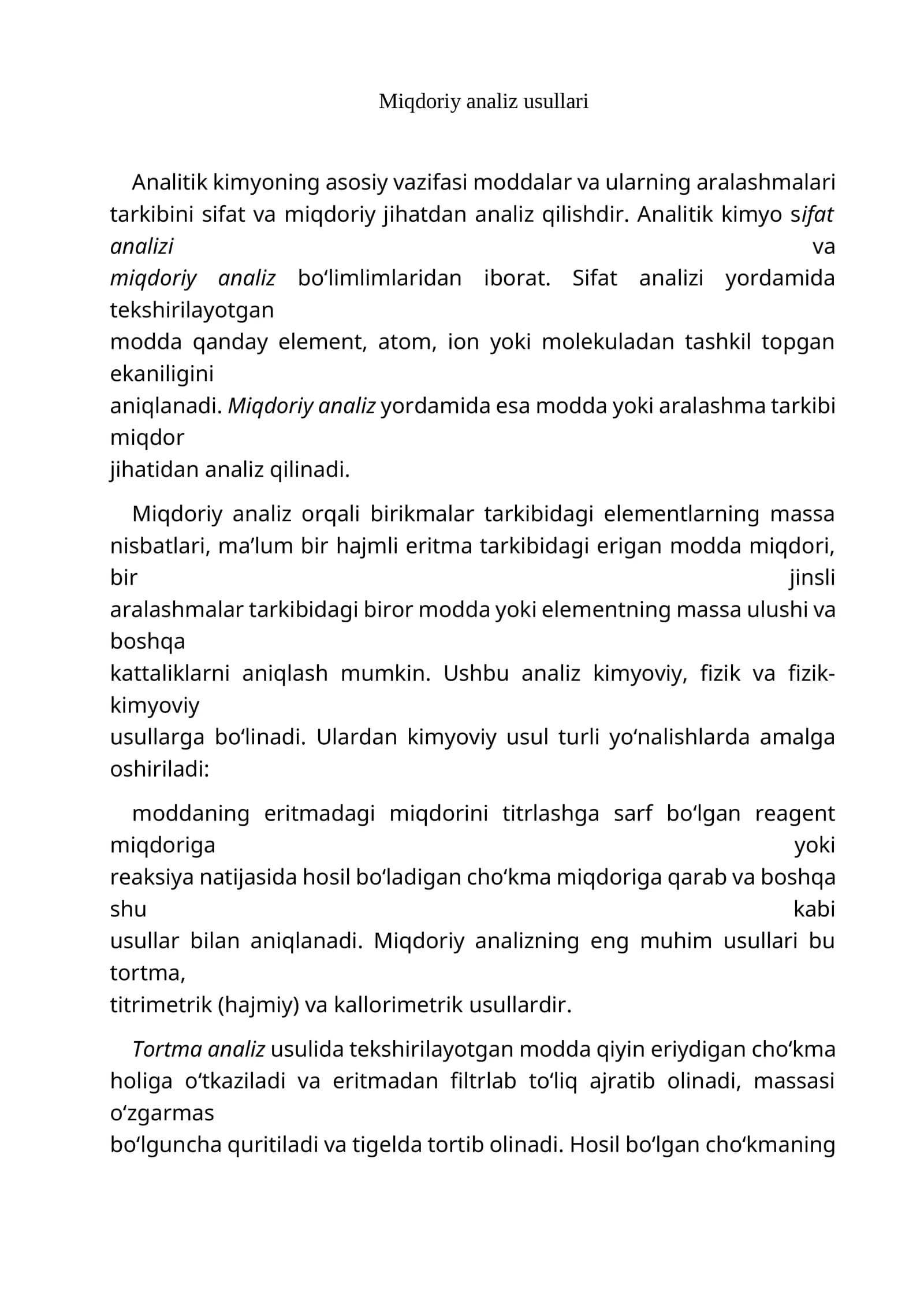 Miqdoriy analiz usullari