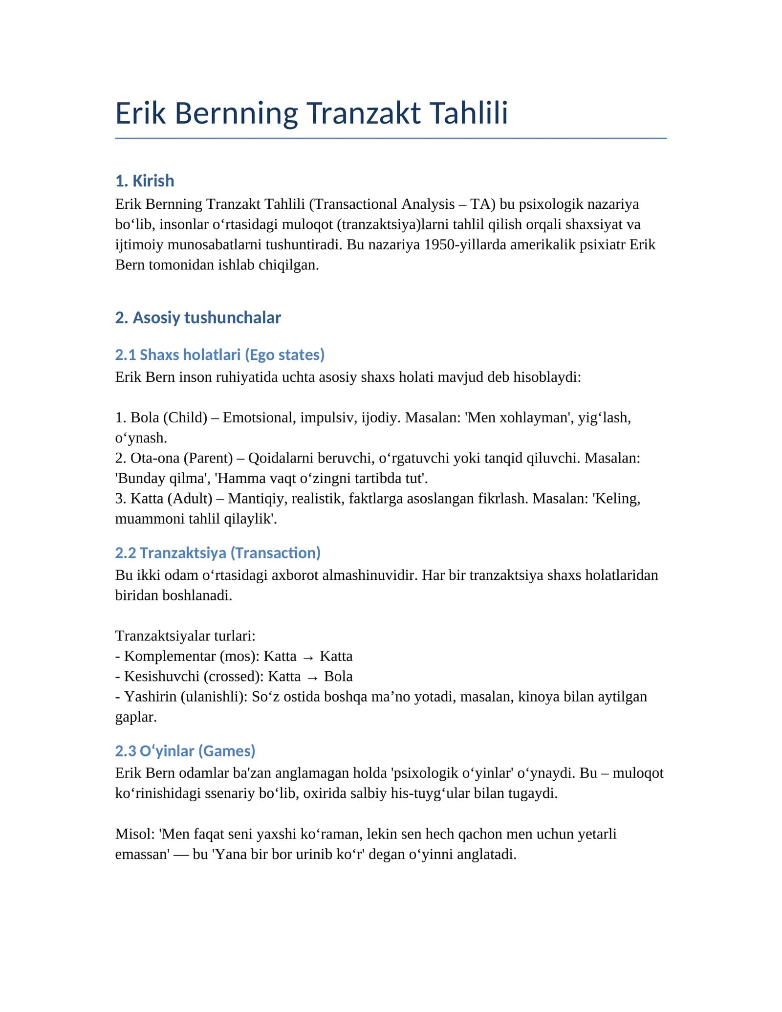 Erik Bernning Tranzakt Tahlili