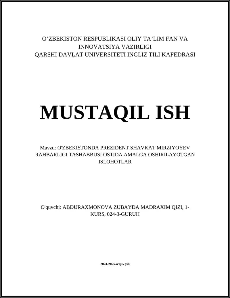 Iqtisodiy Islohotlar