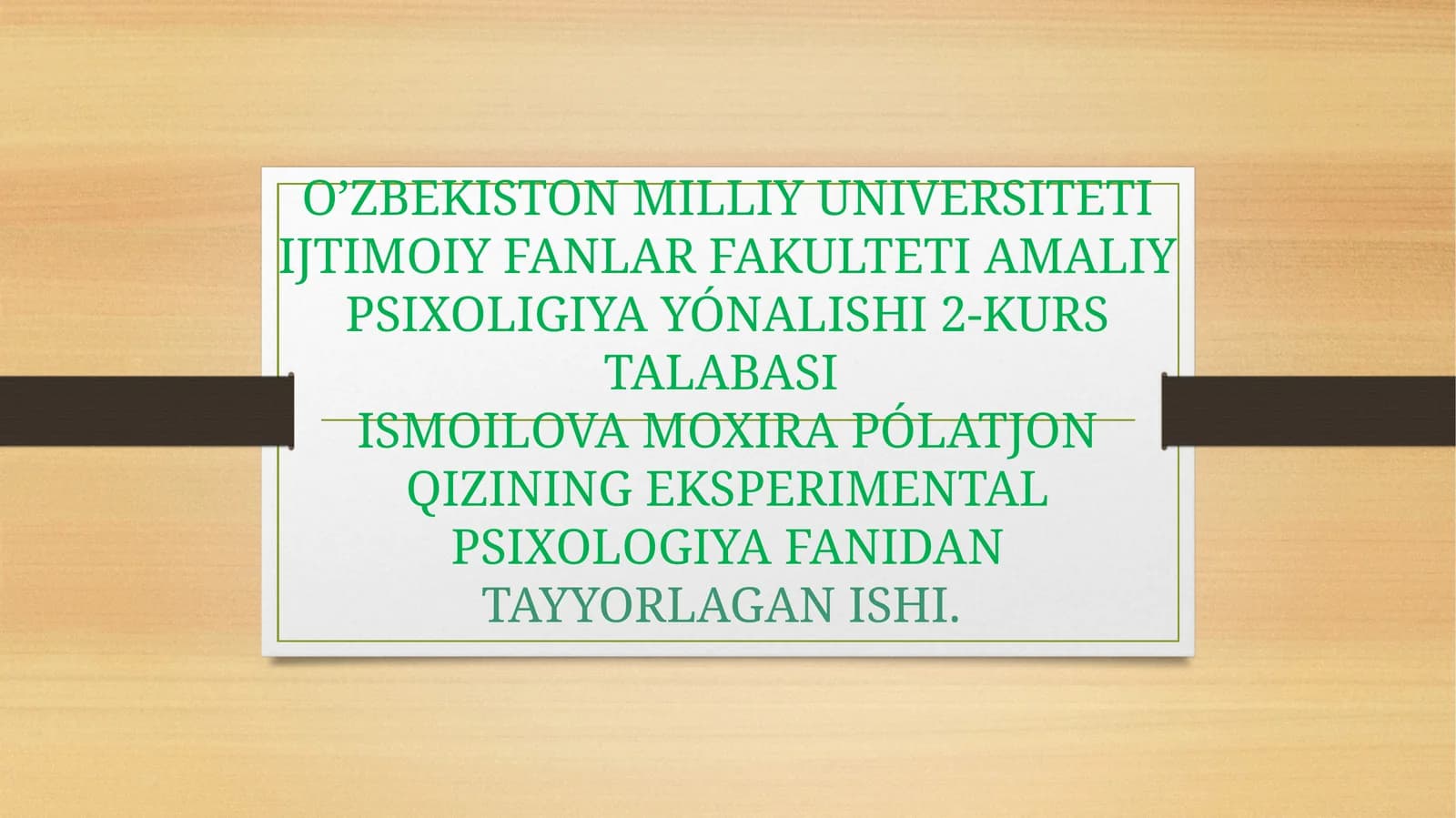 QISQA MUDDATLI XOTIRANI TADQIQ ETISH