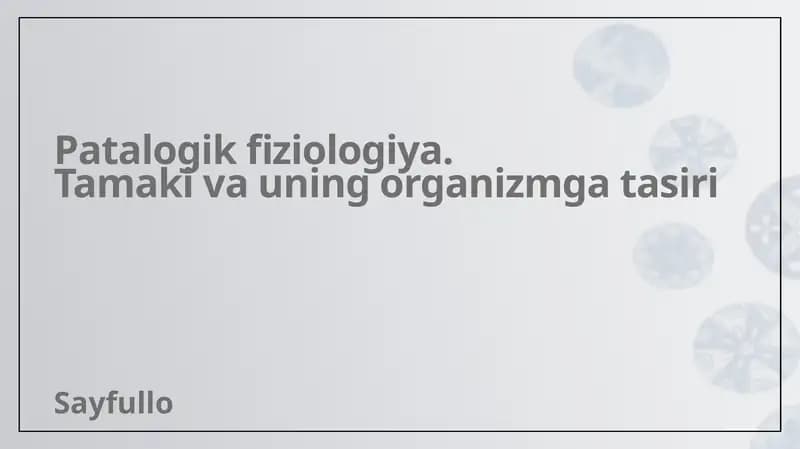 Tamaki Tarkibi va uning Organizmga Tasiri