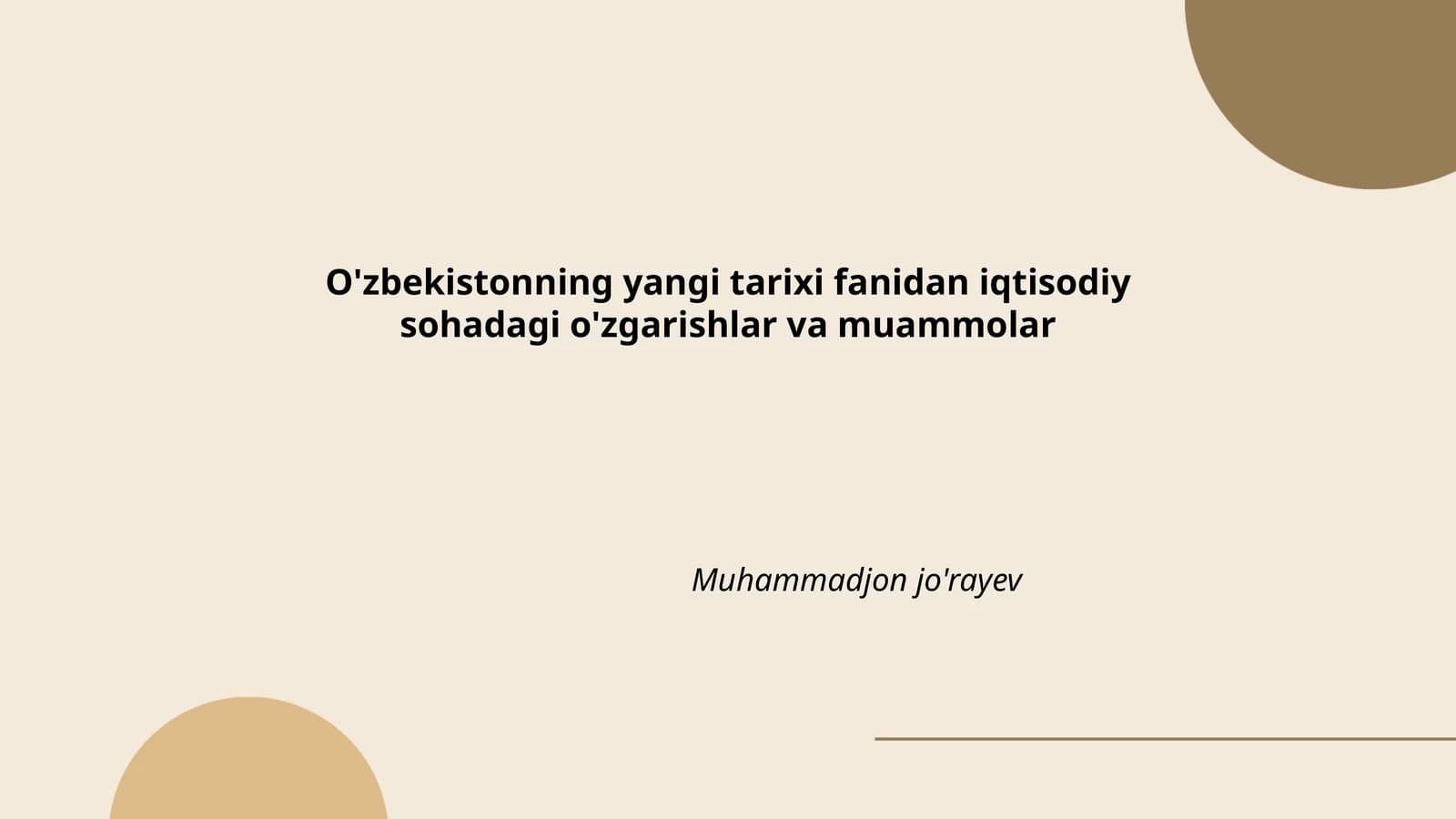 Iqtisodiy islohotlarning boshlanishi