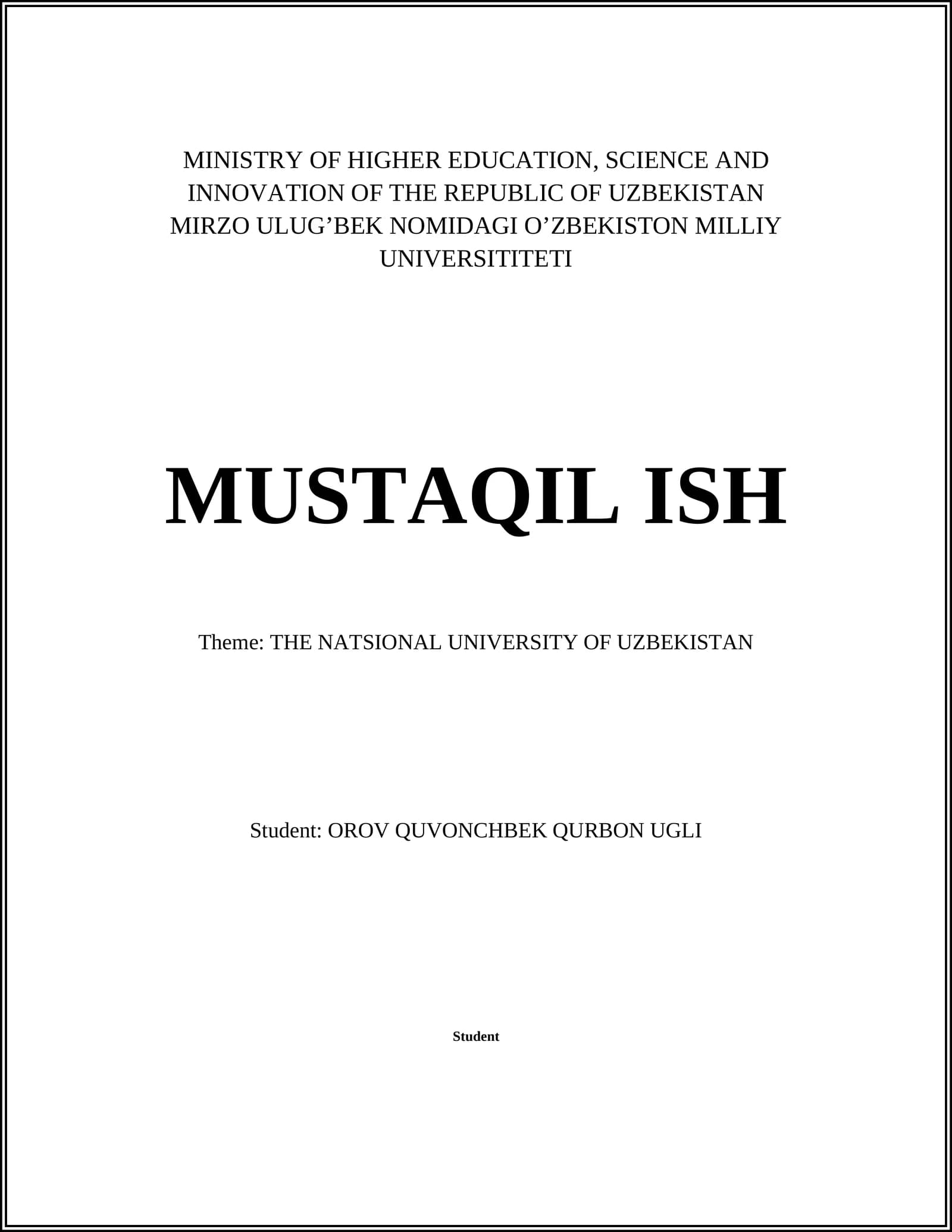 THE NATSIONAL UNIVERSITY OF UZBEKISTAN