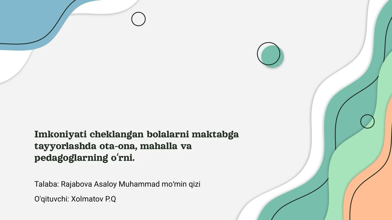 Imkoniyati cheklangan bolalarni maktabga tayyorlash
