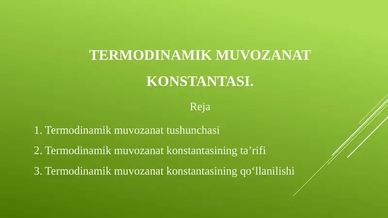 TERMODINAMIK MUVOZANAT KONSTANTASI